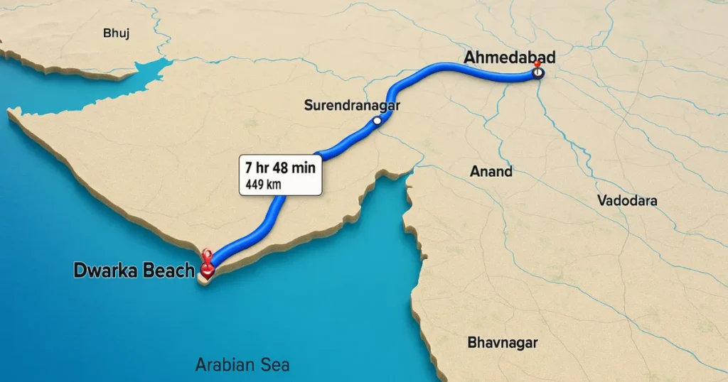 Ahmedabad to Dwarka Distance